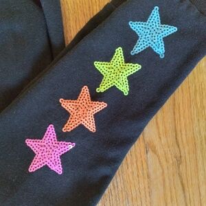 #320 Girls BLK Star Sequin Joggers Swearpants